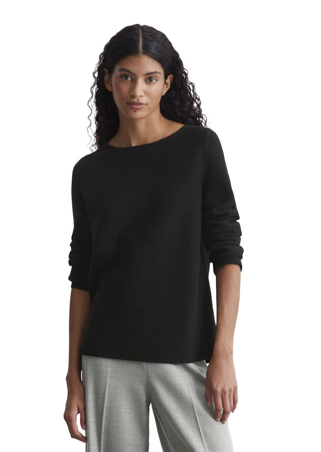 Marc O’Polo Cotton Pullover, longsleeve, roundneck Black