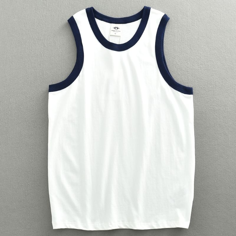 Gratis winkelen - Tanktop met ronde hals en contrasterende bies