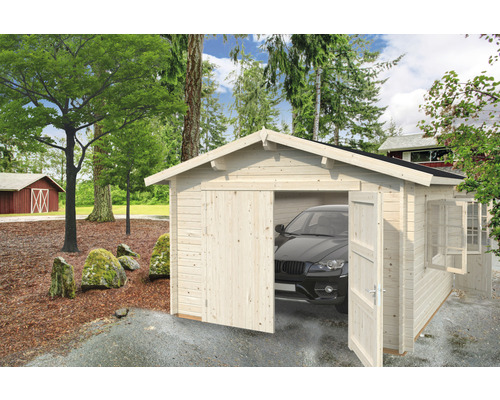 Enkele garage Palmako Roger 19,0 m² met houten deur 360 x 550 cm, dompelgegrond