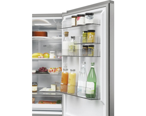HAIER HDPW3618DNPK koel-vriescombinatie, afmetingen (B x H x D): 59,5 x 185 x 66,7 cm, koelgedeelte: 201 l, vriesgedeelte: 117 l, roestvrij staal