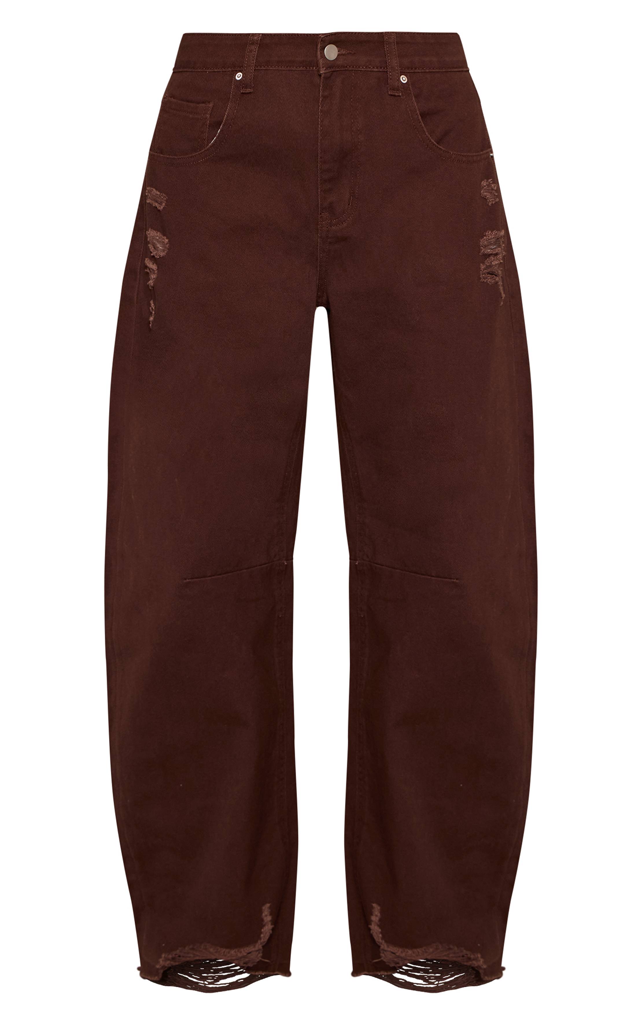 Chocolat Jean Barrel Bleu Moyen Effet Usé