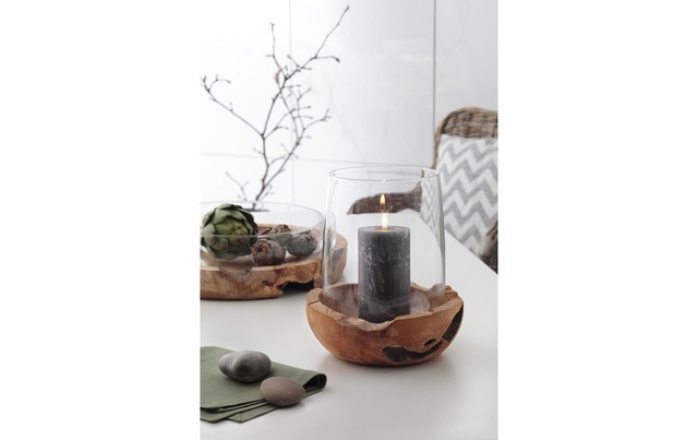 LEONARDO Windlicht »Leonardo Windlicht 27 cm mit Teak«