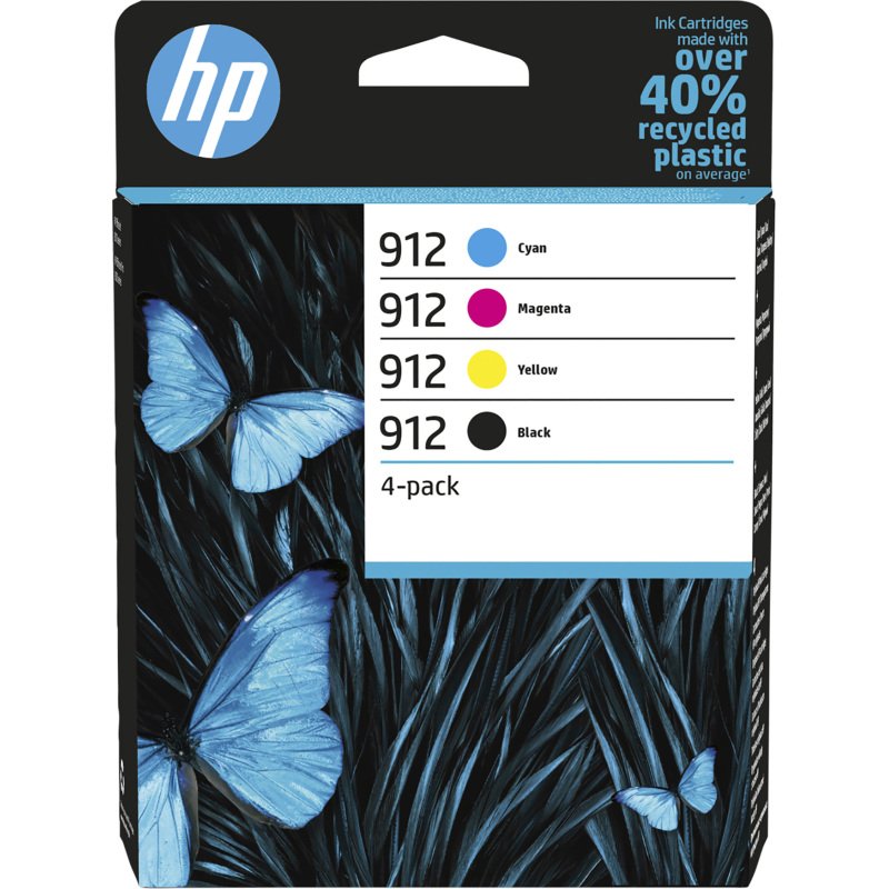 Pack HP 912 1 noire + 3 cartouches couleurs pour imprimante jet d'encre