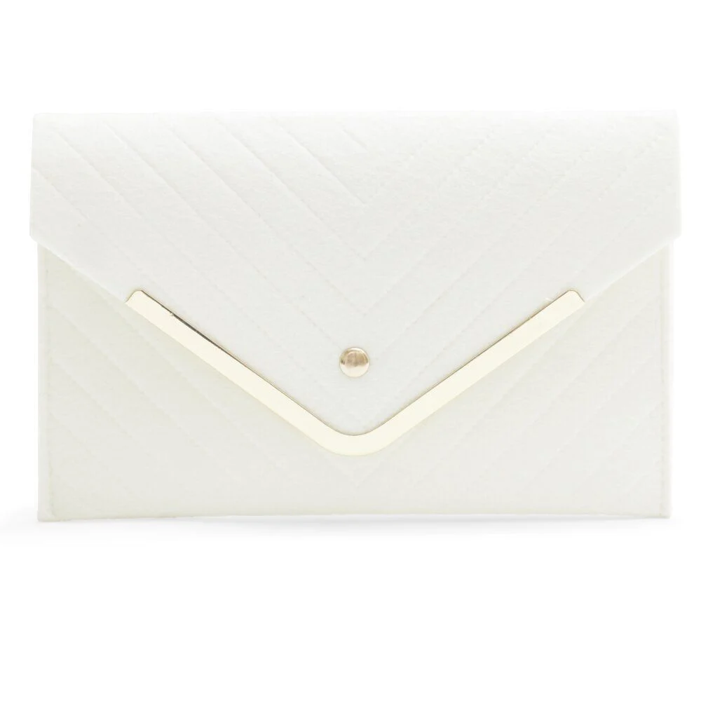 Sac pochette femme feutrine effet croco 25x16cm - 2 modèles noir ou ou blanc