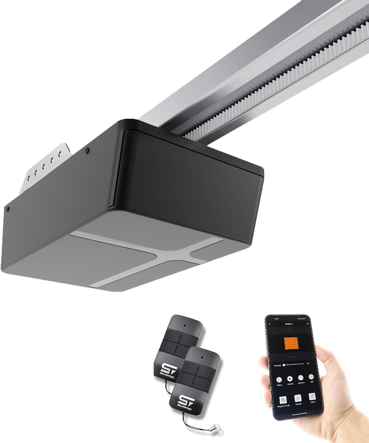 Schartec Prime 1500 WiFi Garagentorantrieb mit WLAN inkl. Schiene smart Garagentoröffner Smarter Toröffner Set Garagentor Antrieb für Schwingtor & Sektionaltor