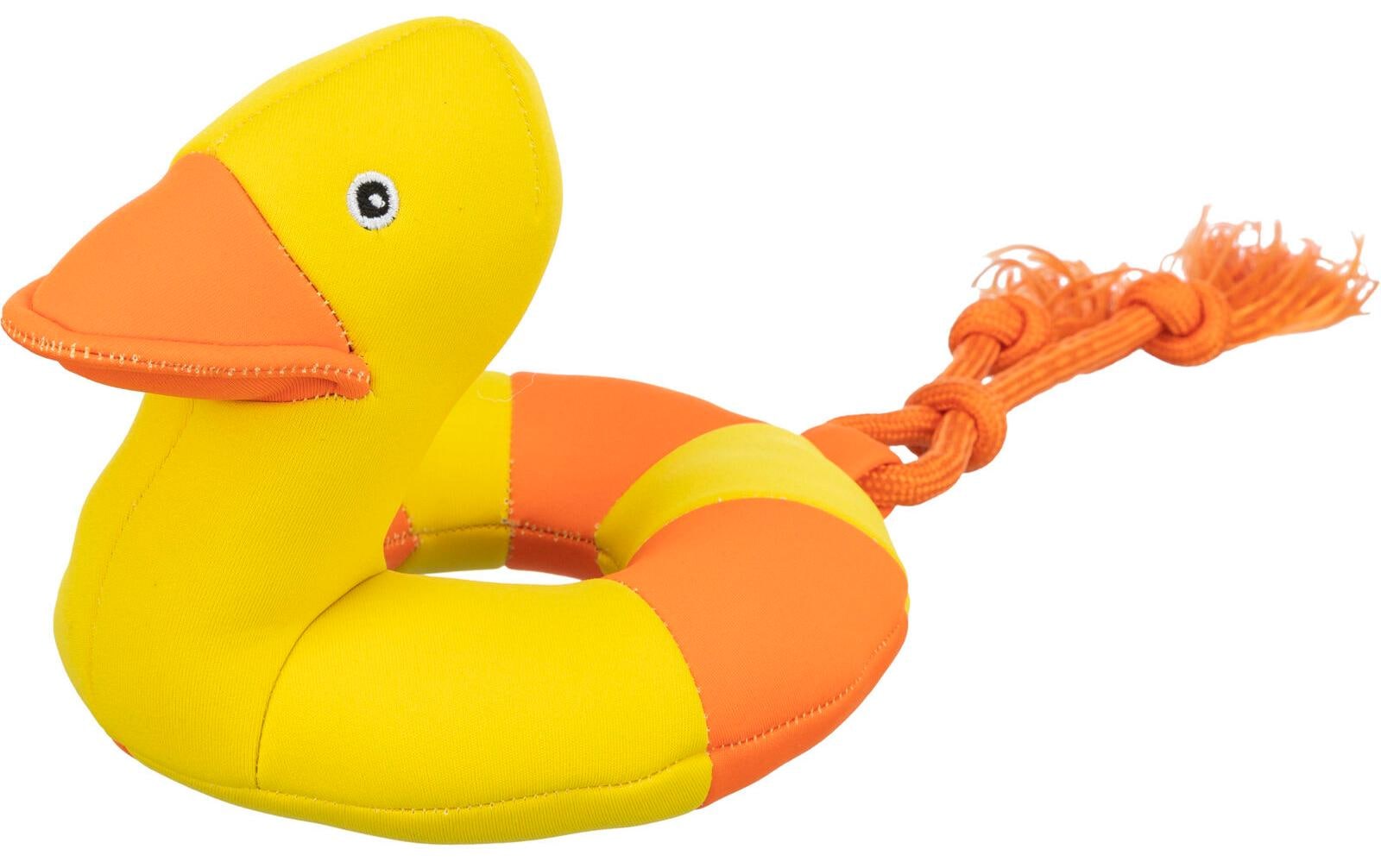 Schwimmspielzeug Aqua Toy Ente am Seil, 20 cm, Gelb/OrangeHundespielzeug