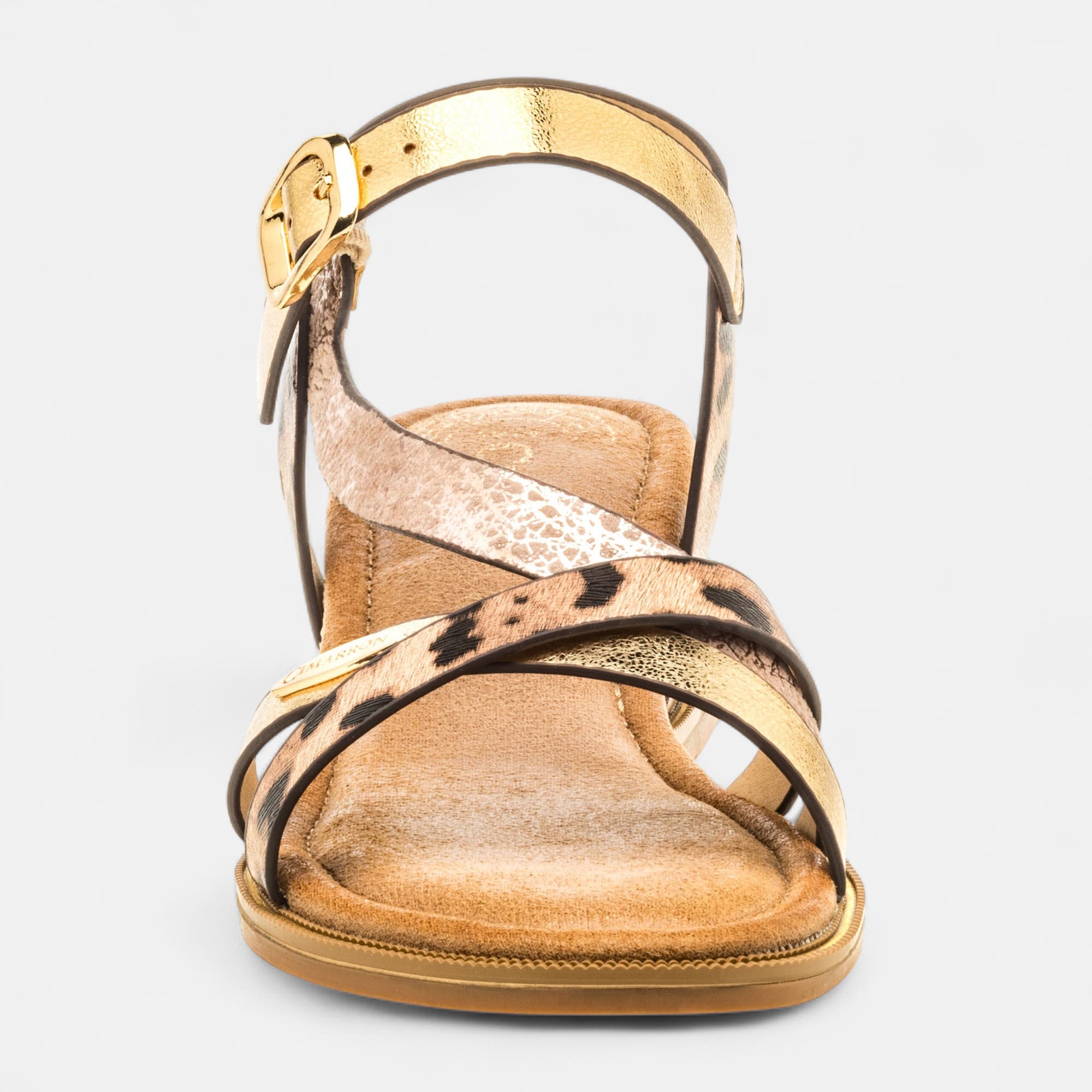 Nu-pieds à talon compensé Femme or