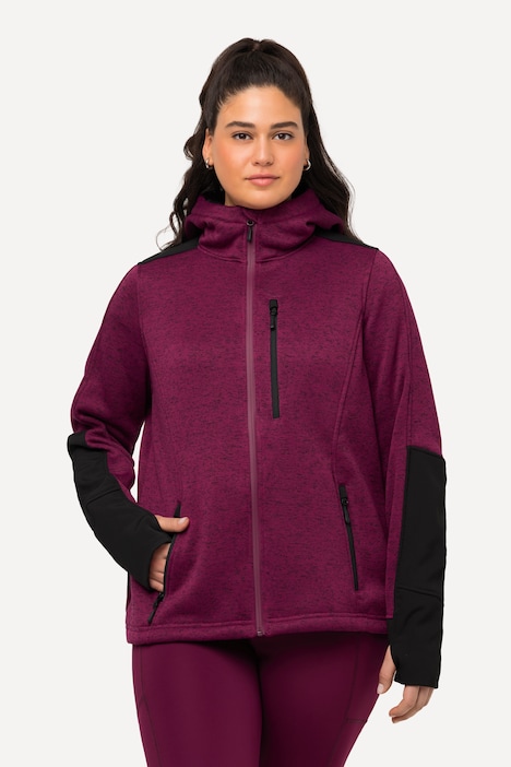 Fleecejacke, Reflektordruck, Kapuze, Daumenloch