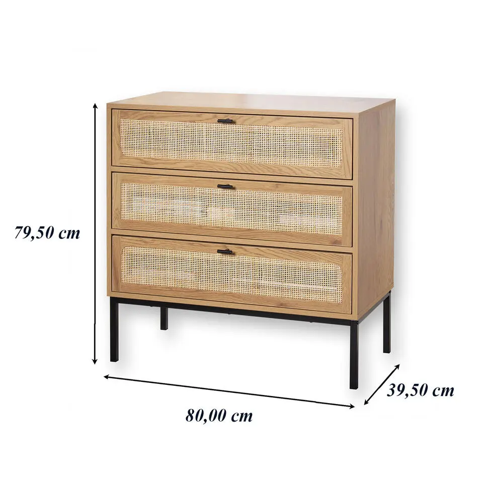 CALICOSY - Ladekast JAYA - Licht hout - 79x80x39 cm