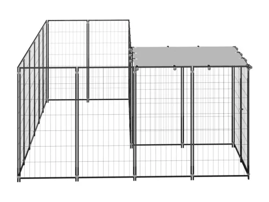 Chenil extérieur cage enclos noire 220 x 330 x 110 cm 02_0000533