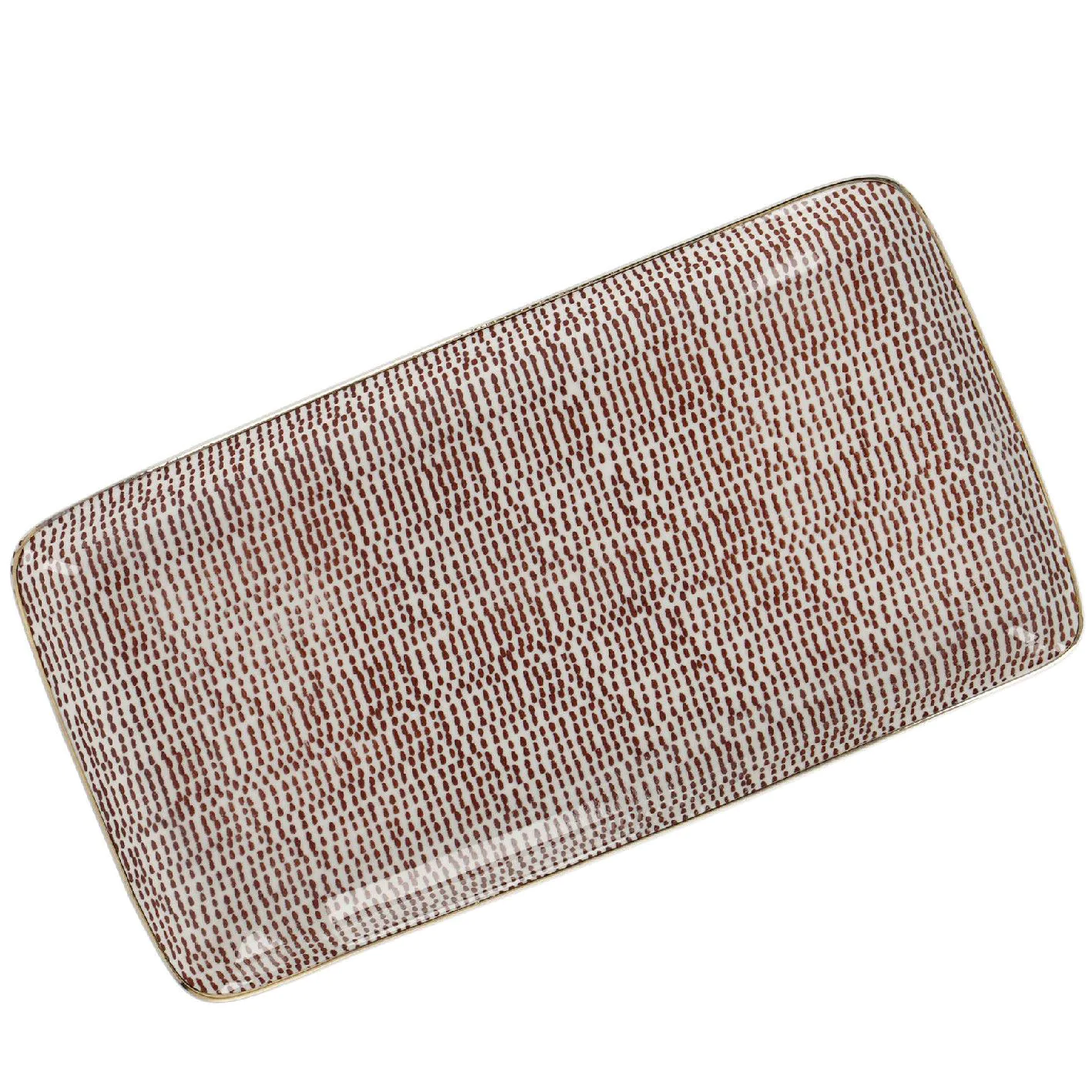 Platte China, Goldrand, bordeaux/weiß, Striche, 23cm
