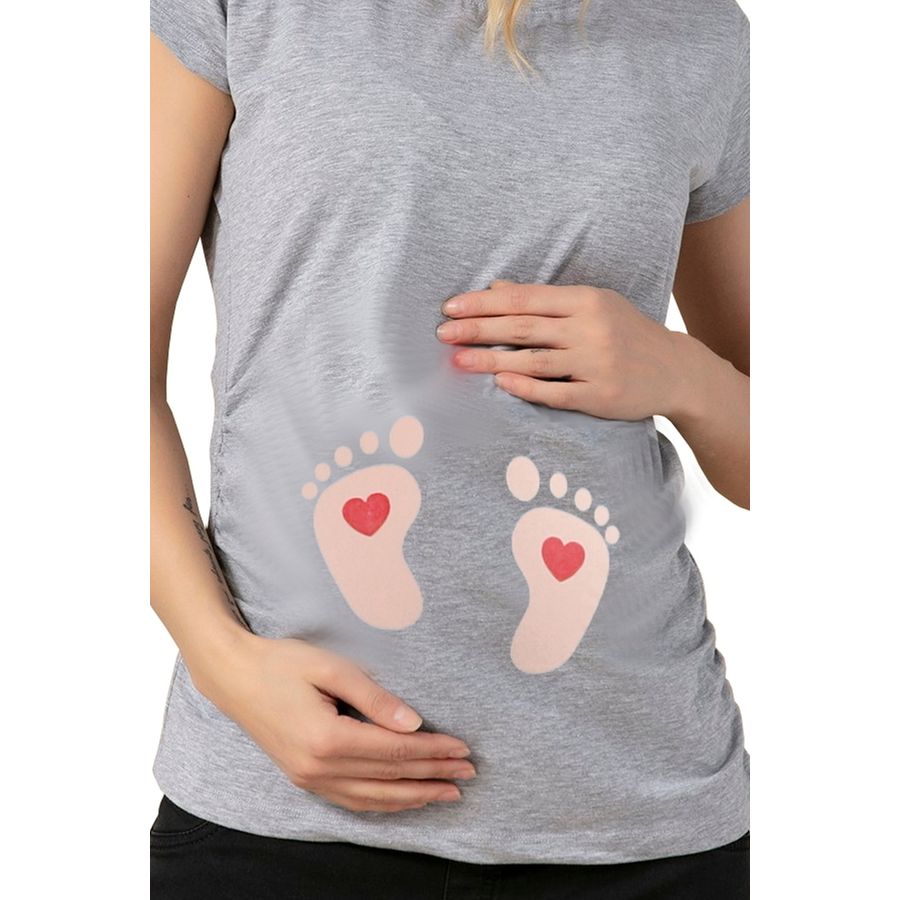 M.M.C. Umstandsshirt Baby Füße mit Motiv Grau