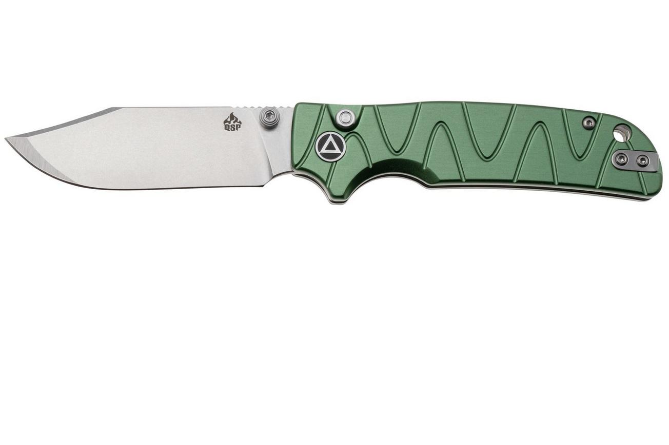 QSP Knife Kali QS159-E1 Stonewashed 14C28N Green Aluminum, zakmes, Keanu Alfaro design