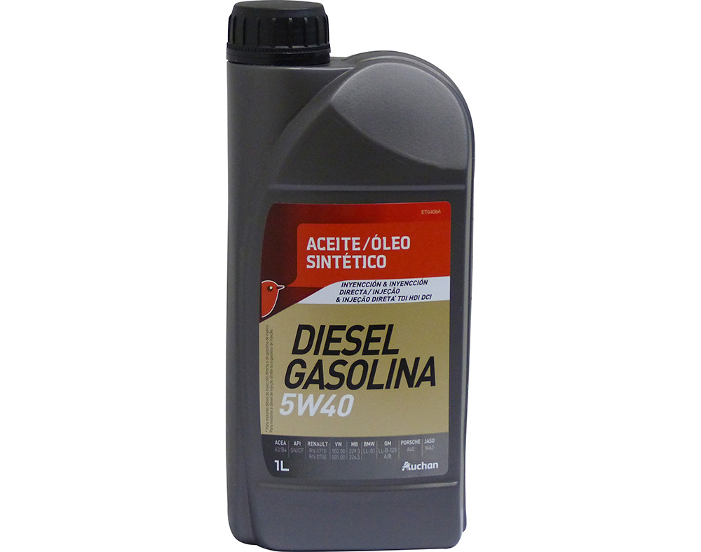 LUBRIFICANTE AUCHAN SINTÉTICO 5W40 GASOLINA/DIESEL 1L