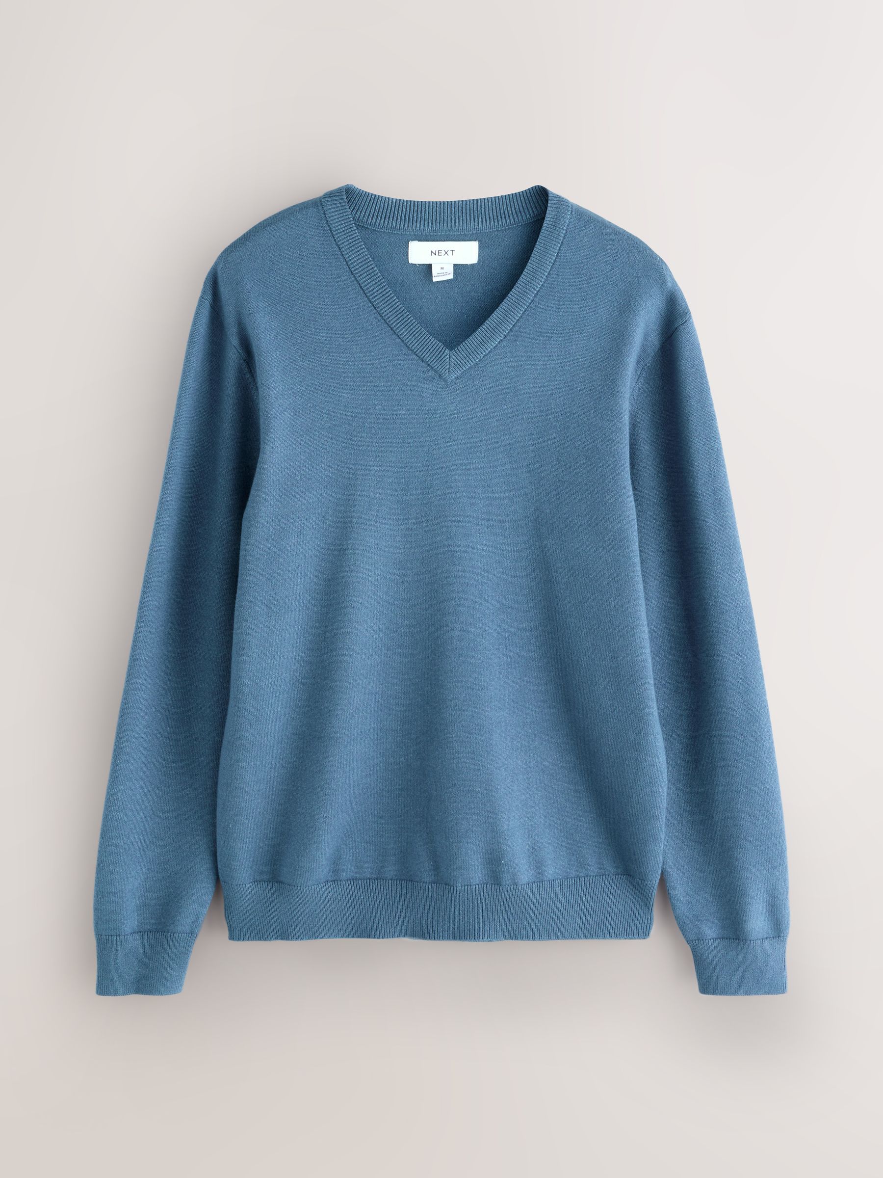 Blauw - Regular Fit Soft Touch V-Neck Sweater