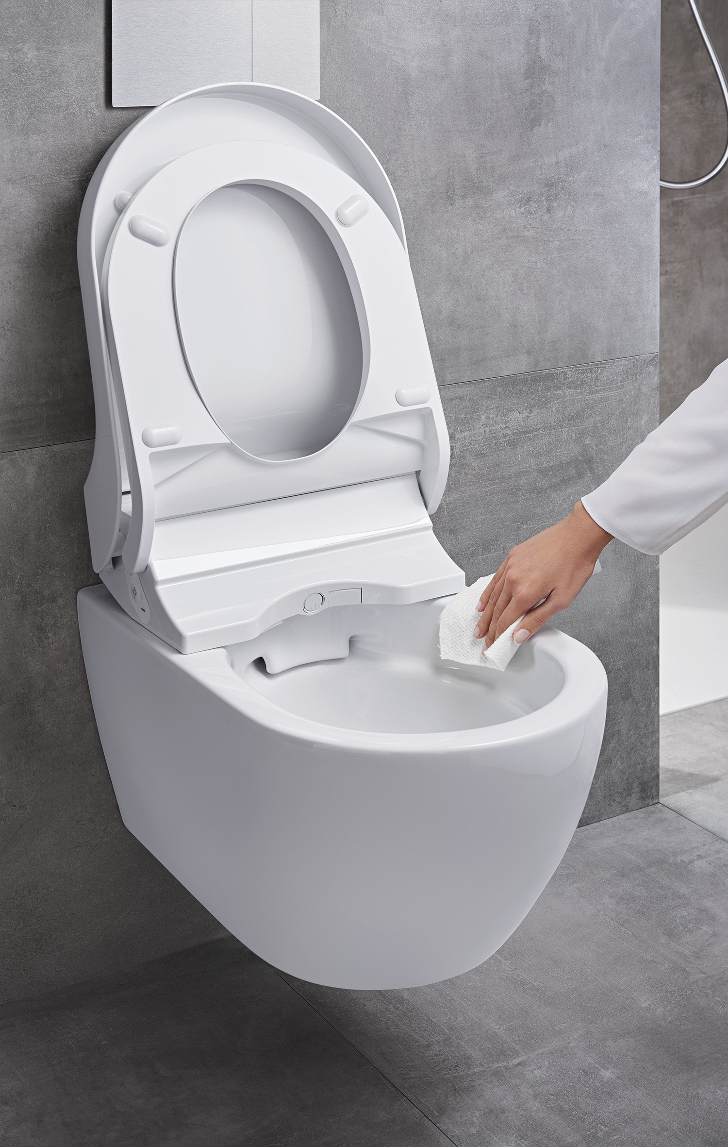 Geberit AquaClean Tuma Comfort douche wc met RVS deksel en Rimfree toilet