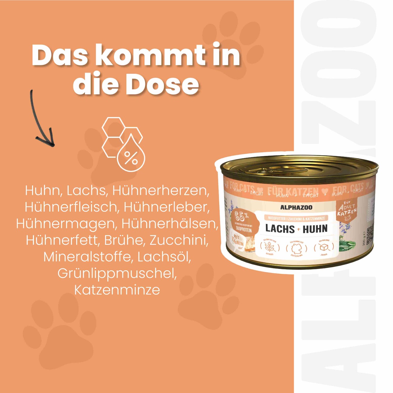 ALPHAZOO Nassfutter Lachs + Huhn 6x200g für Katzen