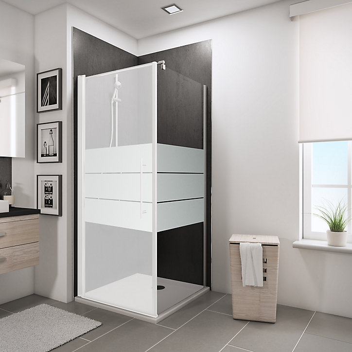Paroi latérale fixe pour porte de douche pivotante 90 cm NewStyle Schulte, verre transparent anticalcaire dépoli light