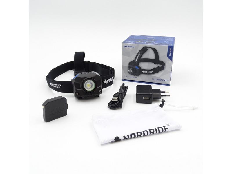 Nordride Stirnlampe LED Active X1 R, 700 Lumen, IP65, Schwa Wiederaufladbare leistungsstarke Stirnlampe