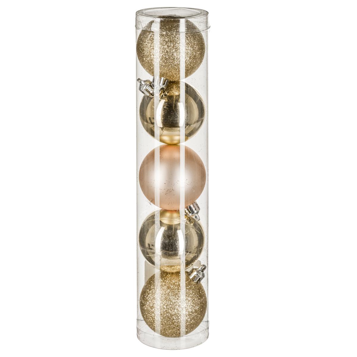 BOULE DE NOEL X5 PIECES OR 5CM