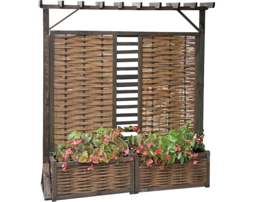 Lafiora trellis met plantenbakken en pergola van wilg, 177x196 cm