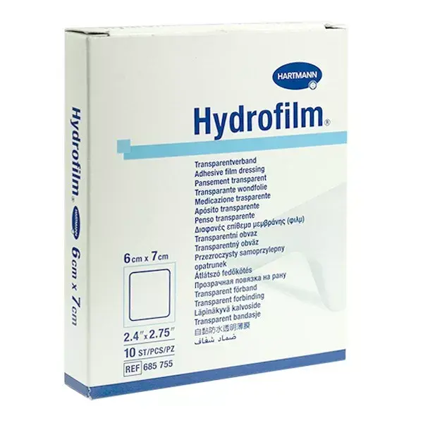 Curativos transparentes Hartmann Hydrofilm 6cm x 7cm Caixa com 10 unidades