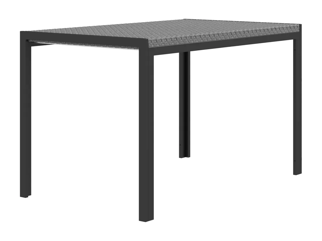 Table de jardin rectangulaire 4 personnes métal plateau résine tressée