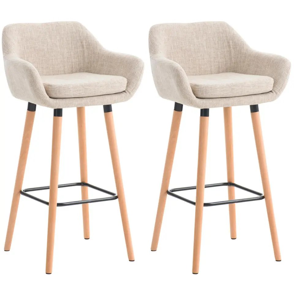 CLP Set van 2 Barkruk Grant natura Frame - Stof - creme