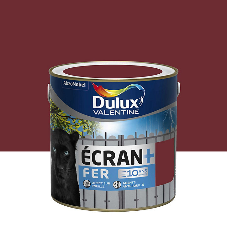 Peinture extérieure Ecran+ Fer protection antirouille Dulux Valentine brillant rouge basque RAL 3004 2L