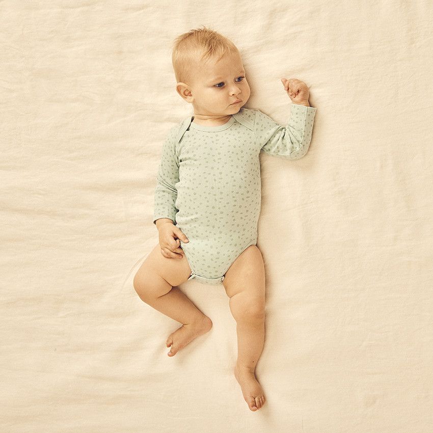 Lot de 3 bodies manches longues imprimé tacheté pour bébé - Ecru