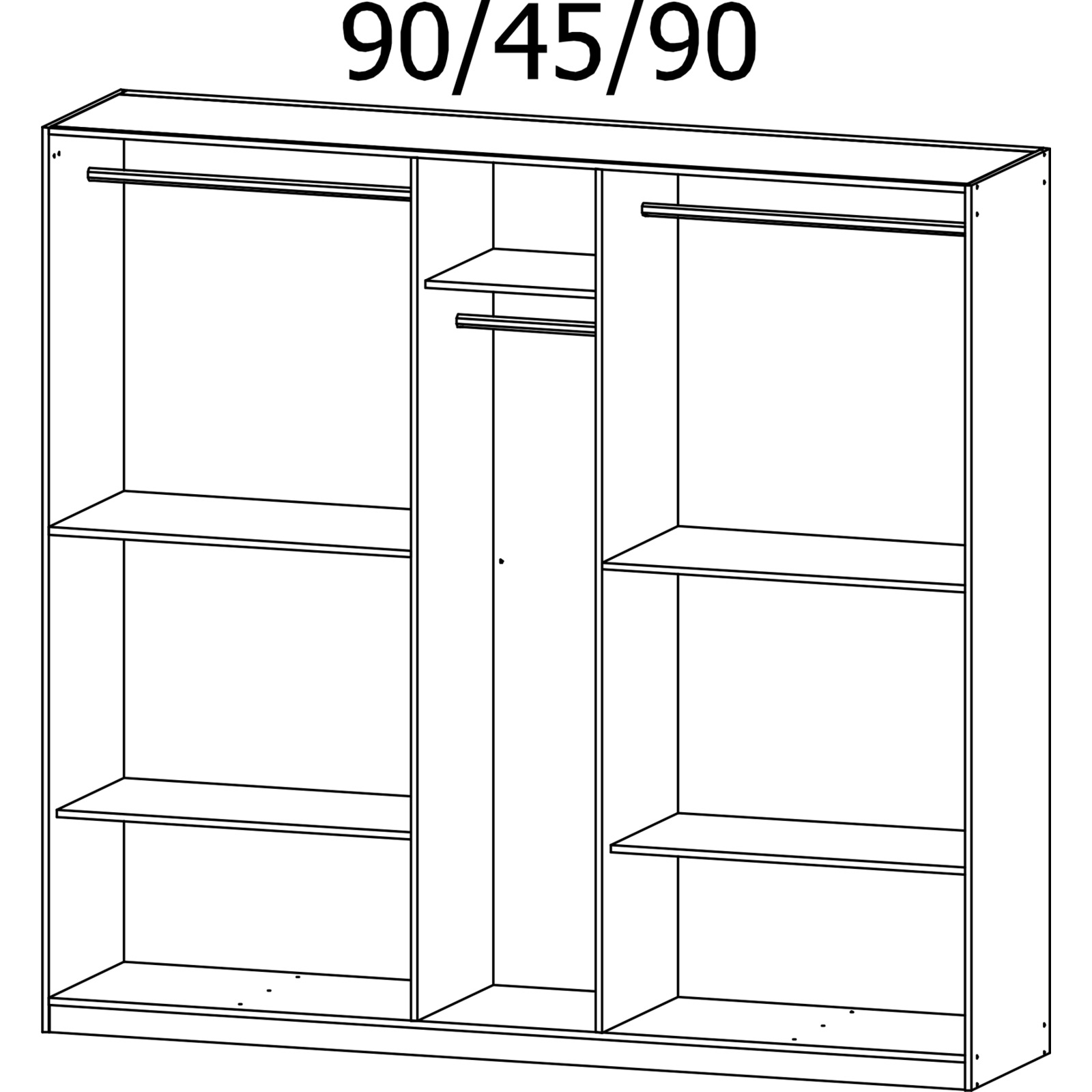 Drehtürenschrank Ticao, Dekor, 226 x 210 x 54 cm, mit Spiegel graphit