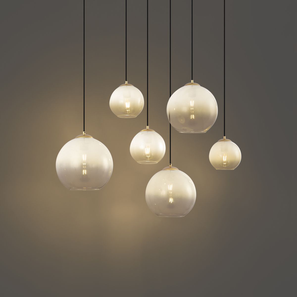 Hotel Chique hanglamp messing met wit glas langwerpig 6-lichts - Misty