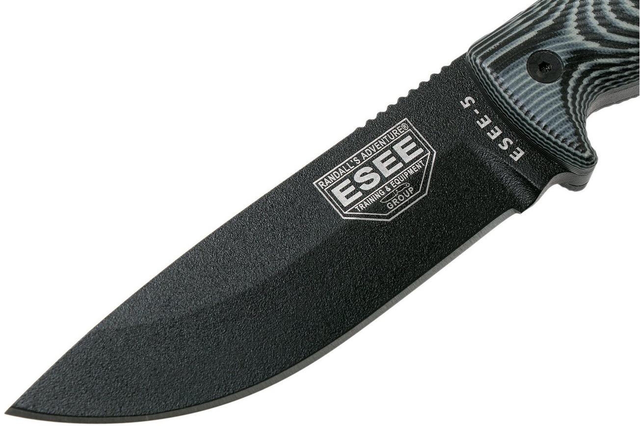 ESEE Model 5 Black Blade 3D Grey-Black G10 survivalmes 5PB-002 kydex schede   clip plate