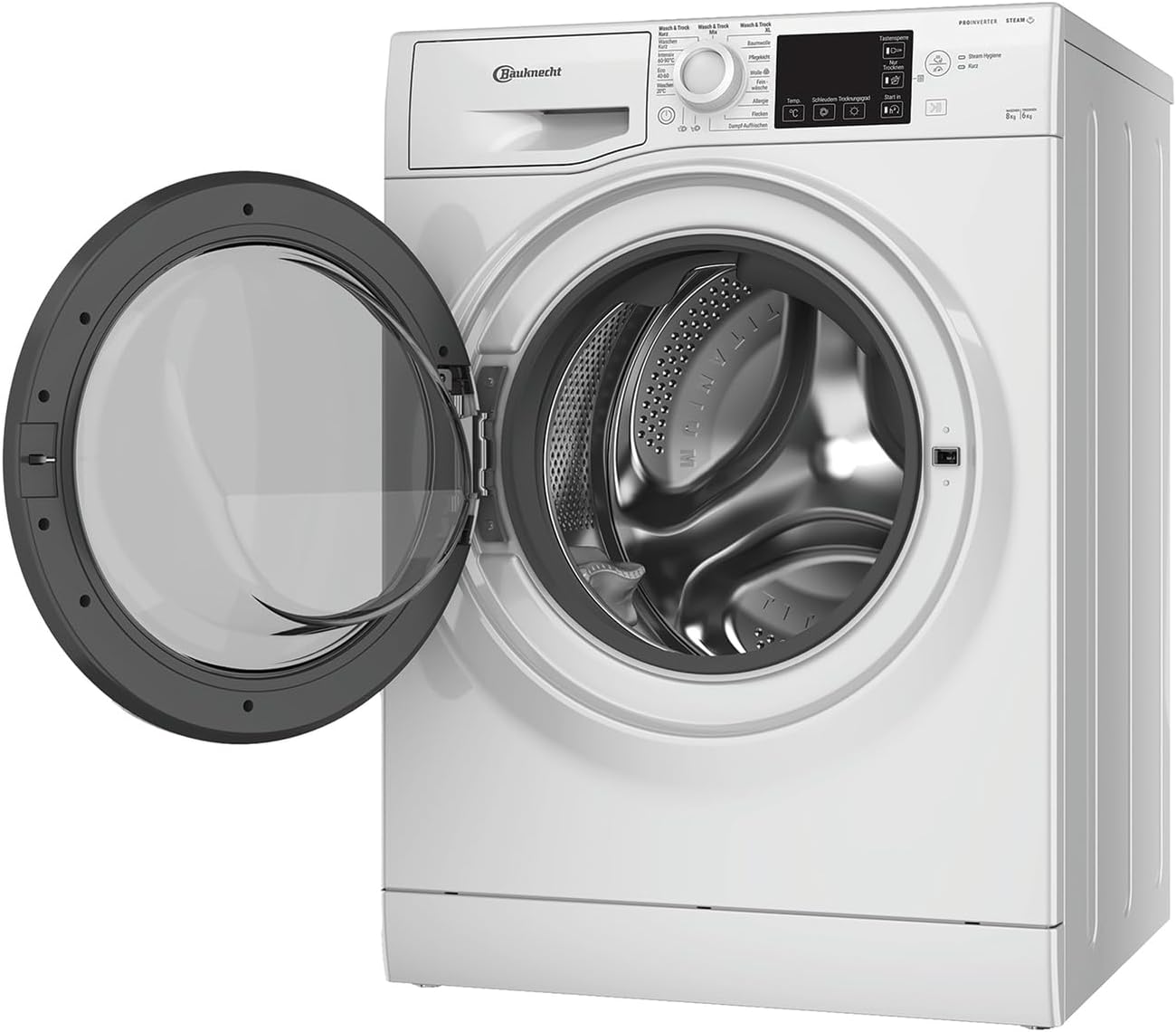 Bauknecht WD Eco Shield 8614 D Waschtrockner, 8 kg Waschen, 6 kg Trocknen, Flecken 40°, Steam Hygiene mit Antivirus, Steam Refresh, Anti-Allergie-Programm, Dynamic Inverter-Motor, Weiß