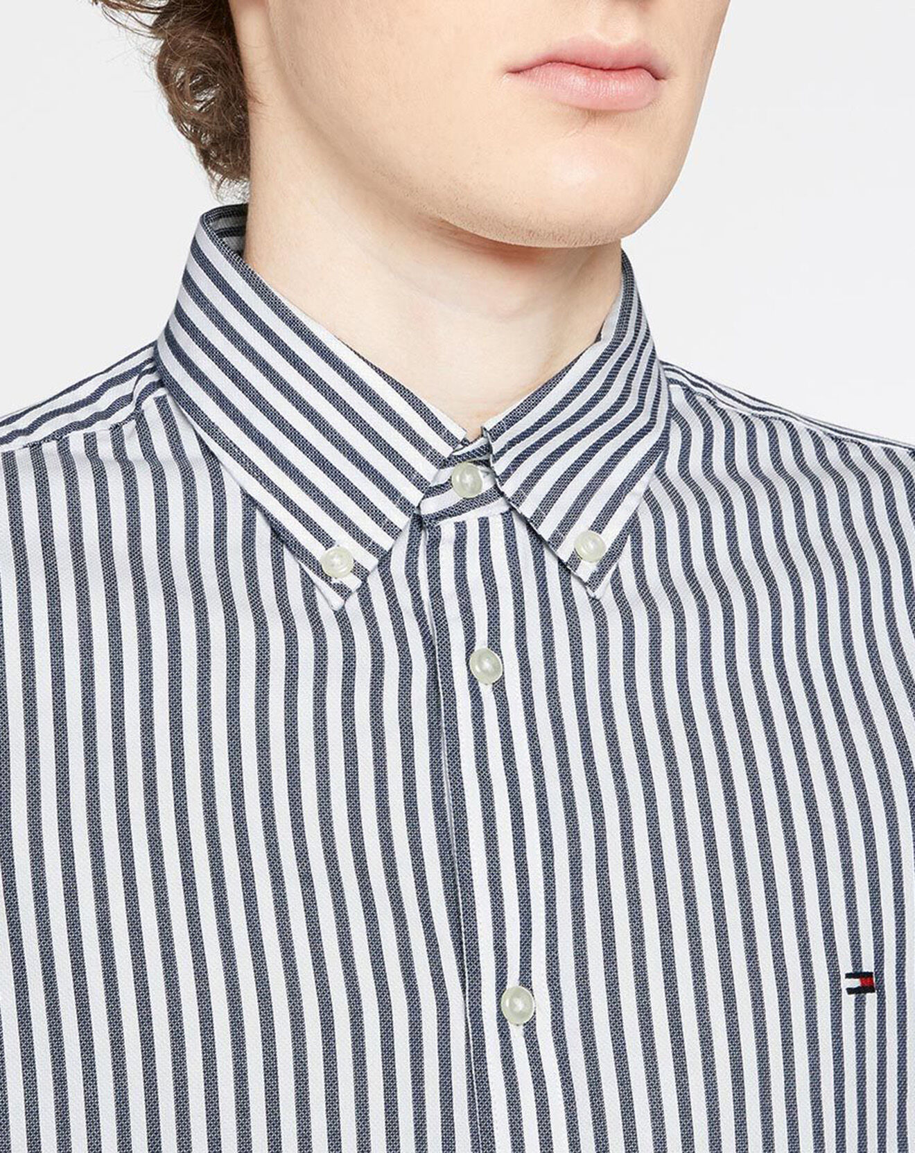 Tommy Hilfiger Chemise slim Dobby rayée bleu/blanc