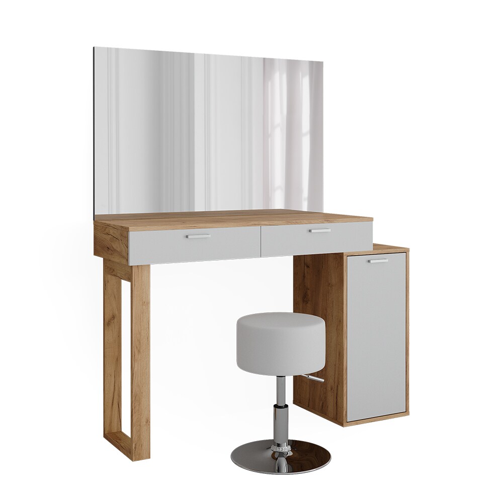 Vicco Schminktisch Regina Eiche Weiß 130 cm mit Hocker