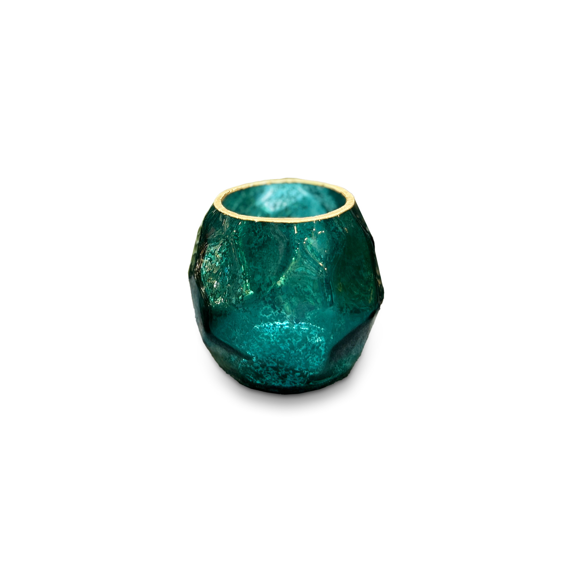 Glas-Windlicht blau, H 7,5 cm, Ø 8,5 cm von fischer's lagerhaus