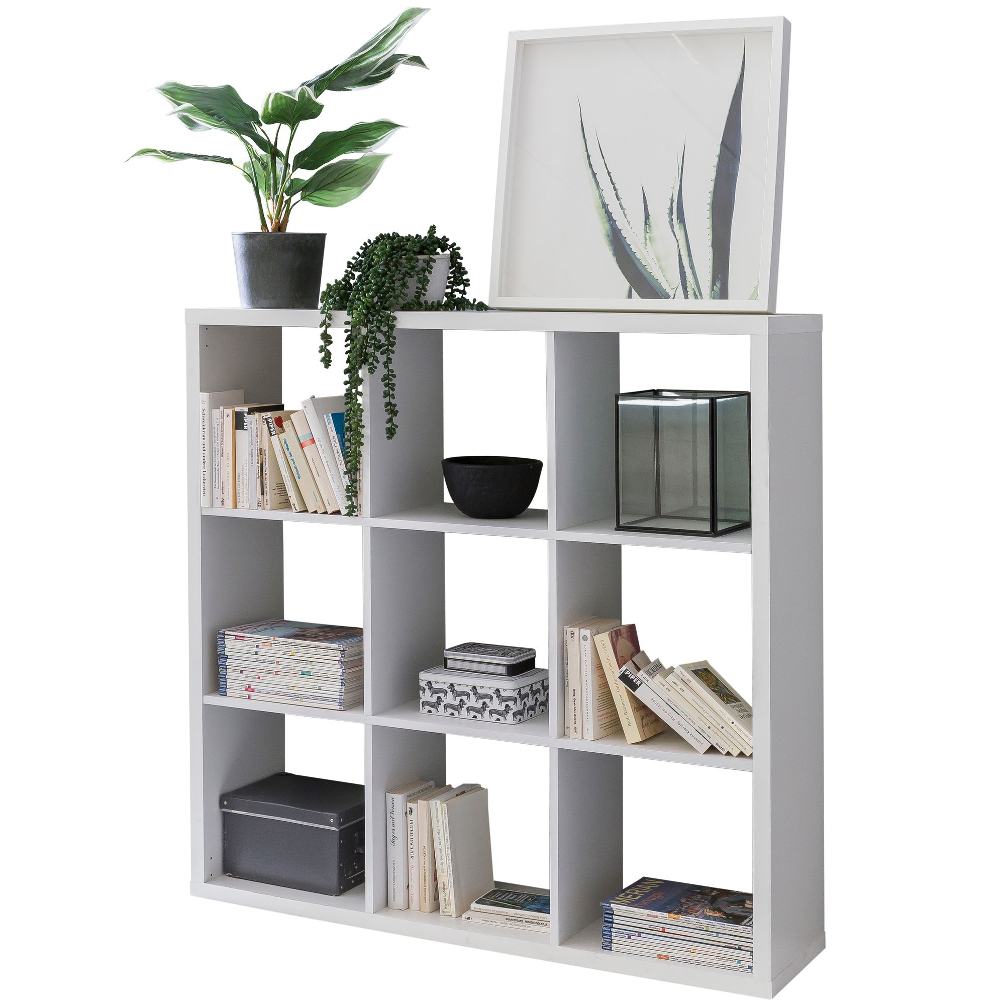 KADIMA DESIGN Würfelregal in Weiß, vielseitig als Raumtrenner, 112x29x112 cm, 9 Fächer