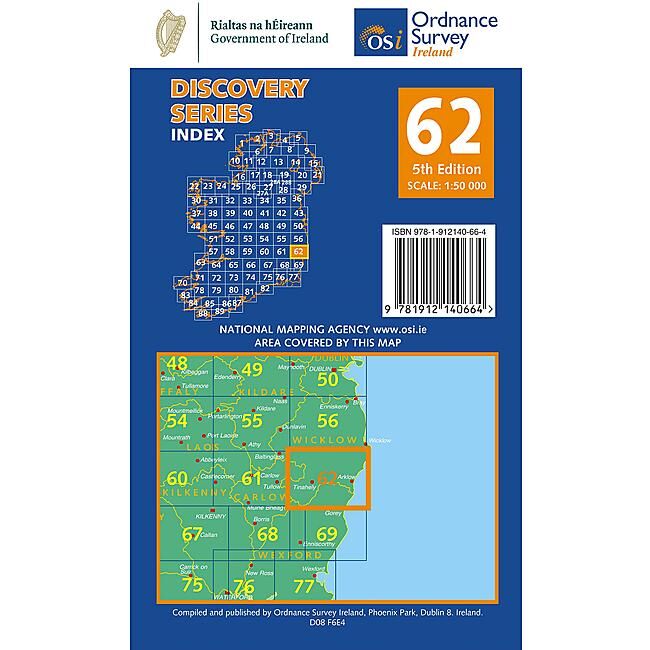 ORDNANCE SURVEY - 62 CARLOW WEXFORD IRLANDE 1 50 000