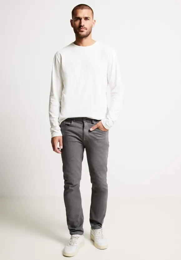 Slim Fit Hose mit Struktur - carbon grey