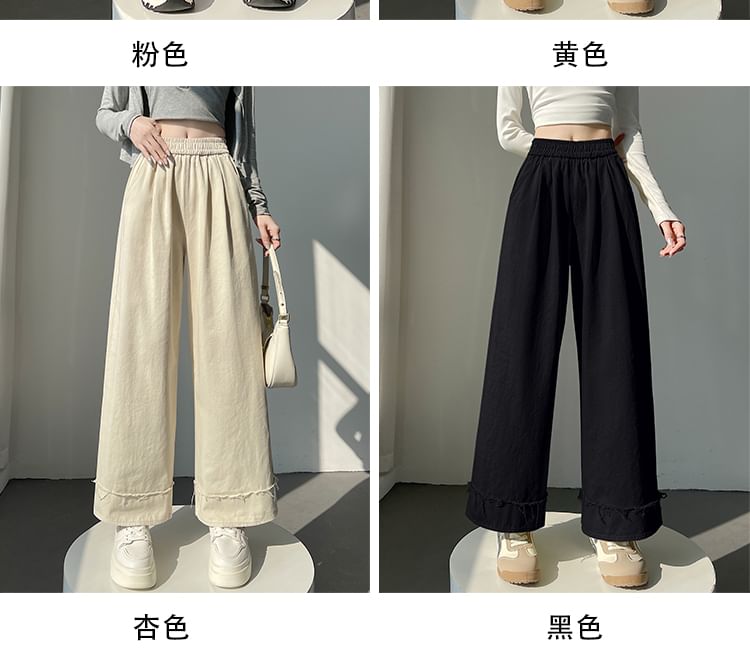 Tel tot 10 - Elastische taille, effen wijde broek