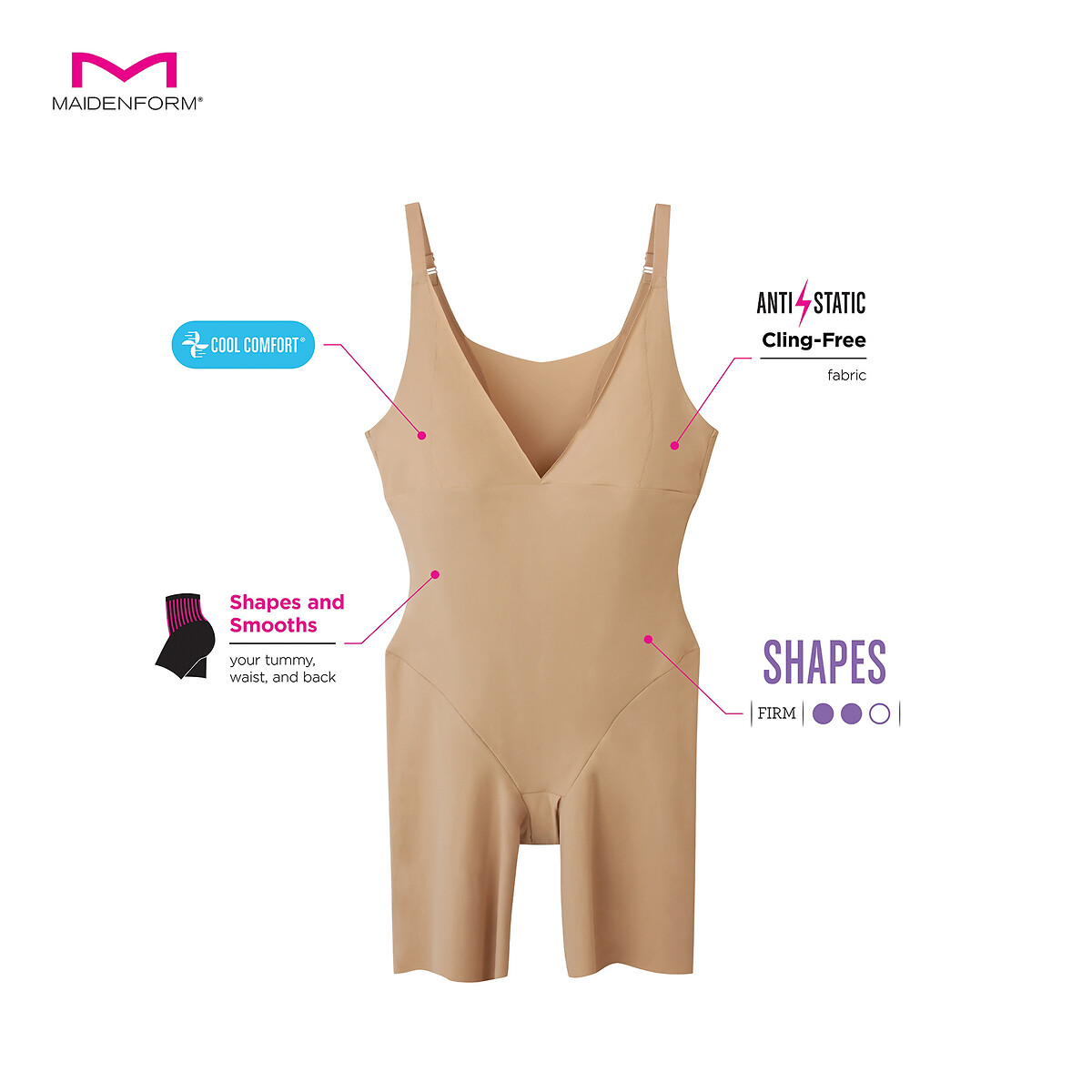 MAIDENFORM<br>Calcinha modeladora abaixo do busto