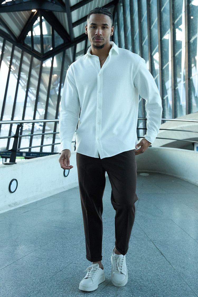 Chemise blanche côtelée