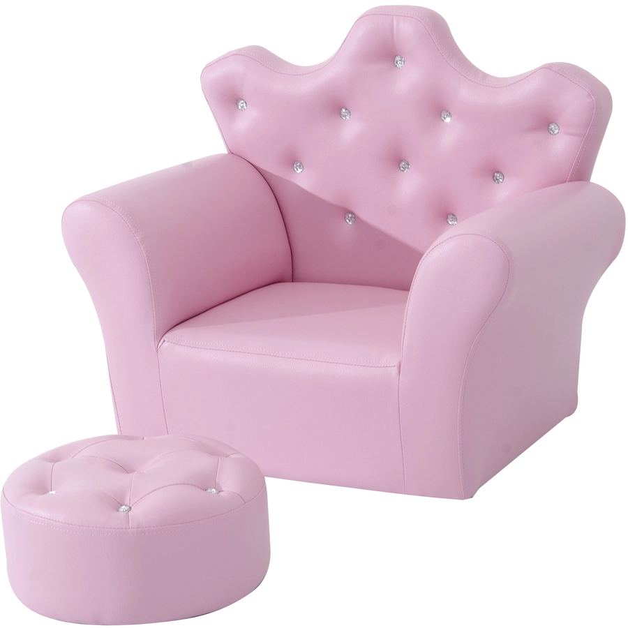 HOMCOM Kindersessel mit Kristallknöpfen rosa