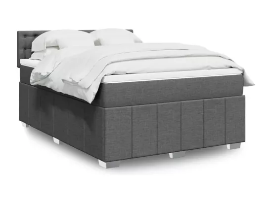 Sommier à lattes de lit avec matelas Gris foncé 160x200cm Tissu