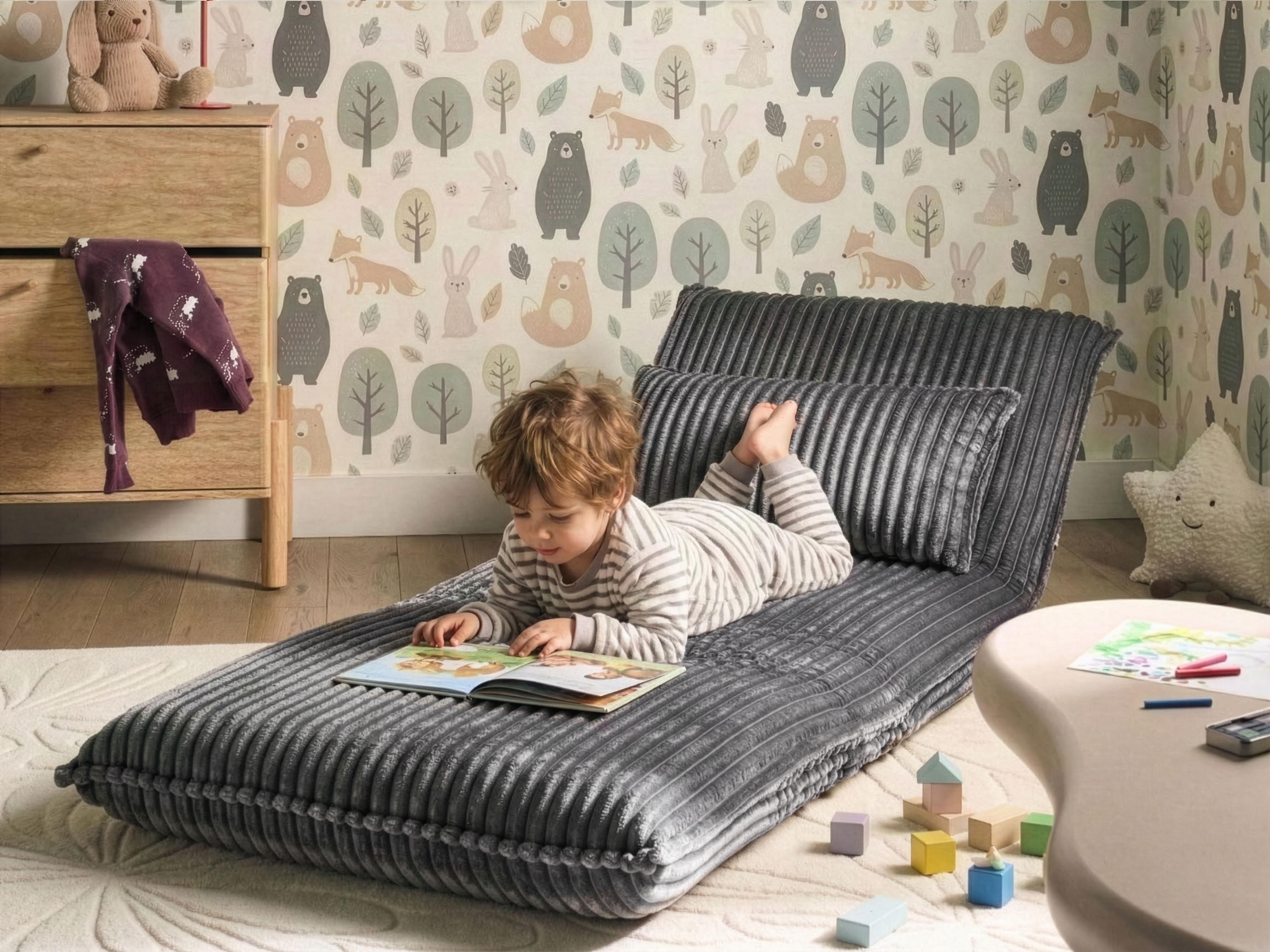 Eenpersoons slaapbank LYSEKIL Corduroy Grijs