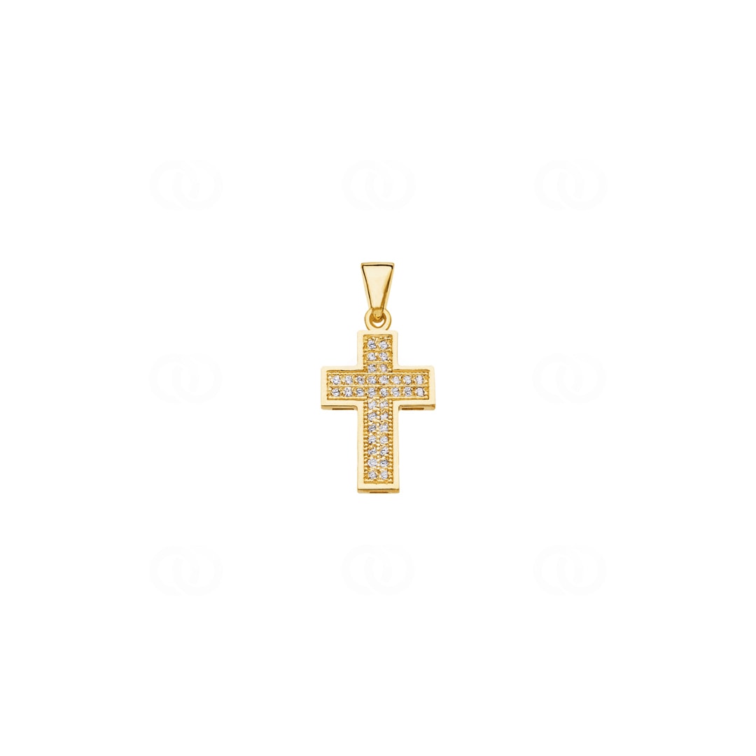 Kreuzanhänger 750/18 K Gelbgold mit Diamanten 0.15 ct H/si