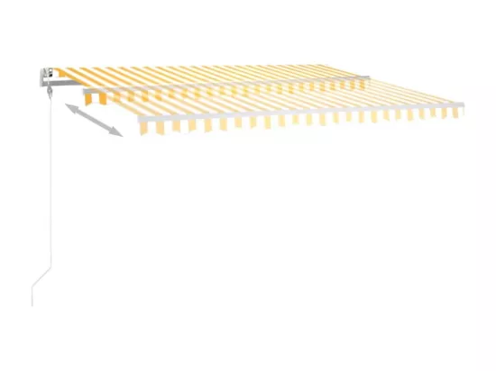 Auvent manuel rétractable avec LED 4x3 m Jaune et blanc