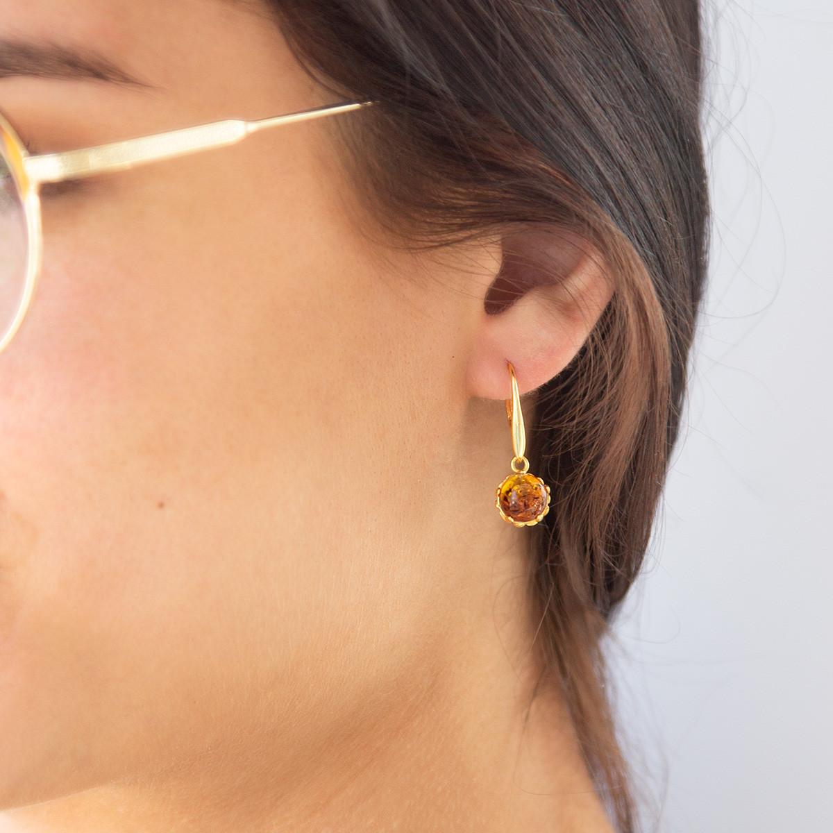 Boucles d'oreilles or 375 jaune ambre