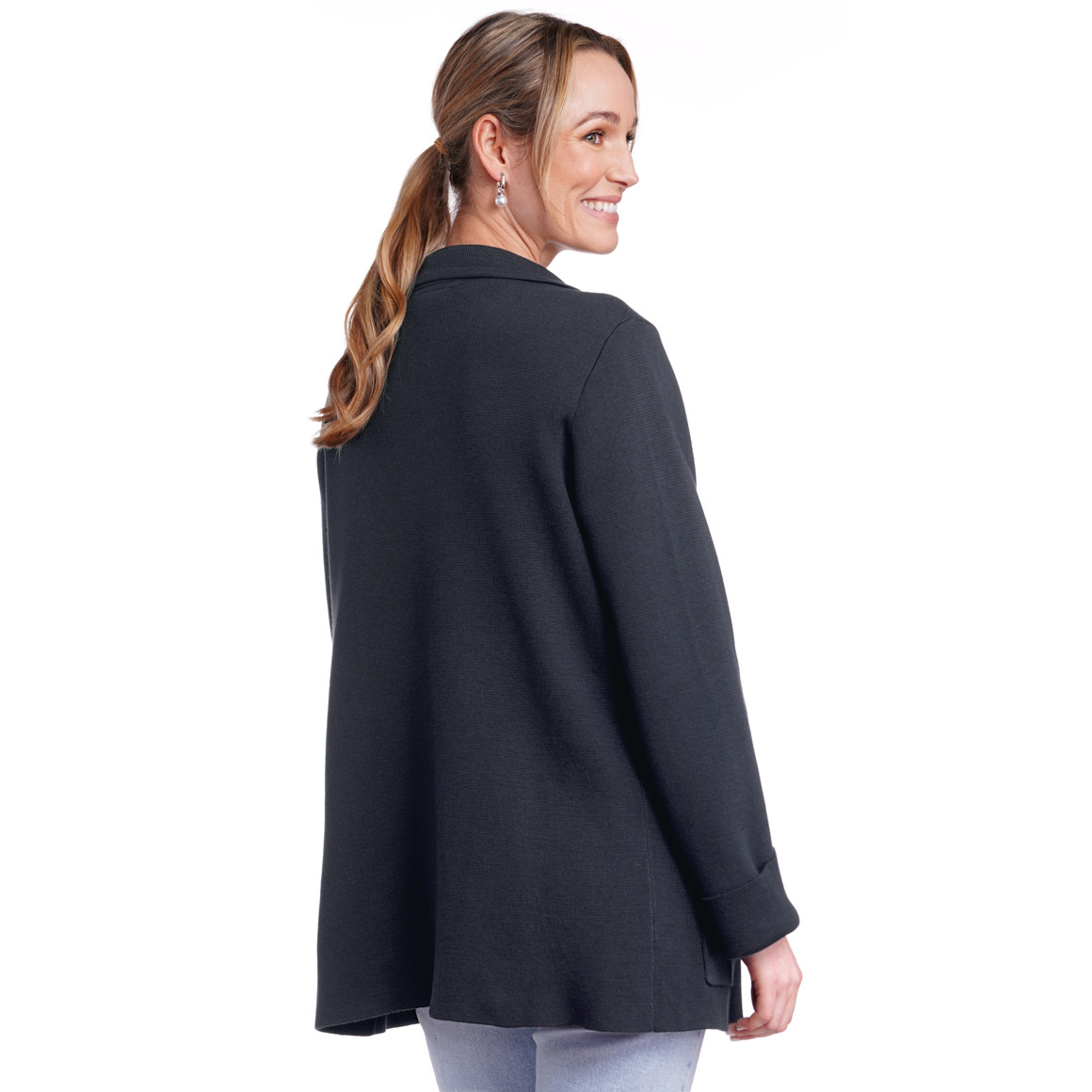 Gina Benotti Damen Strickblazer mit Reverskragen blau